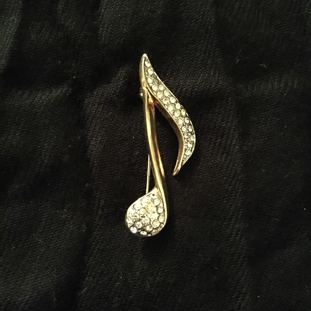 Goldtone Eighth Note Pin Brooch